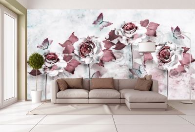 T9059 Wallpaper 3D Abstract roses