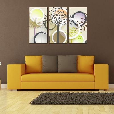 9024 Wall art decoration (set of 3 pieces) Abstract trees and circles