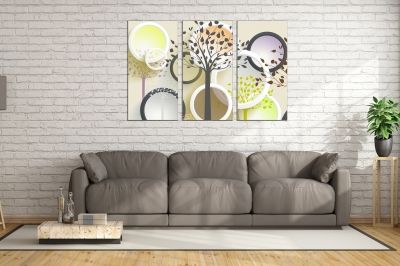 9024 Wall art decoration (set of 3 pieces) Abstract trees and circles