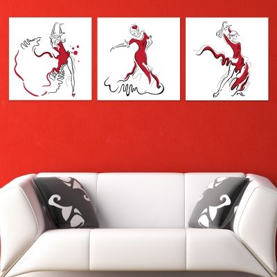 set of 3 wall decorations in black and white Ballet