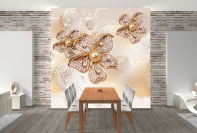 T9093 Wallpaper 3D Jewelry and spheres