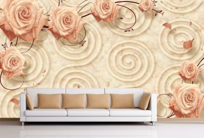 T9106 Wallpaper 3D Roses and spirals