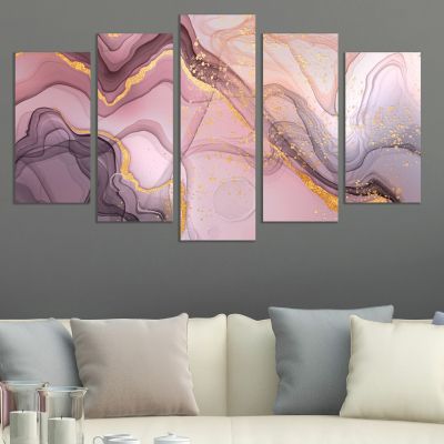 0790  Wall art decoration (set of 5 pieces) Abstraction -pastel pink