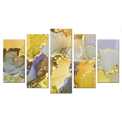 0791 Wall art decoration (set of 5 pieces) Abstraction in gold