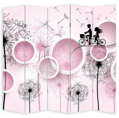 P9077 Decorative Screen Room divider Dandelions and circles (3,4,5 or 6 panels)