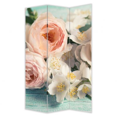 P0796 Decorative Screen Room divider  Vintage flowers in pastel colors (3,4,5 or 6 panels)