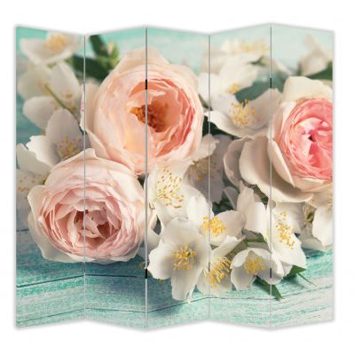 P0796 Decorative Screen Room divider  Vintage flowers in pastel colors (3,4,5 or 6 panels)