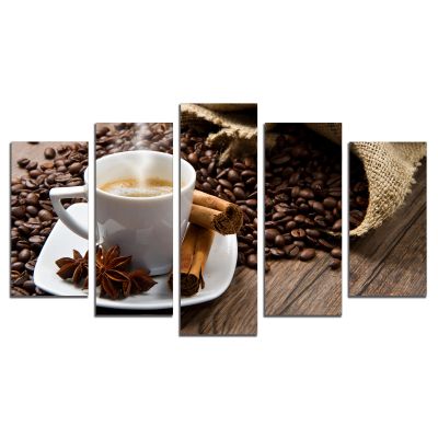 0797 Wall art decoration (set of 5 pieces) Aromatic coffee