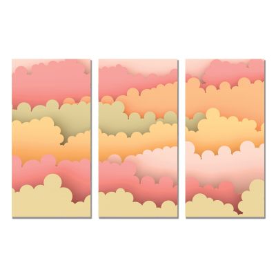 9117 Wall art decoration (set of 3 pieces) Clouds in pastel colors