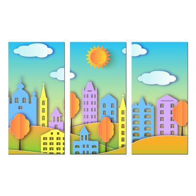 9122 Wall art decoration (set of 3 pieces) Sunny city