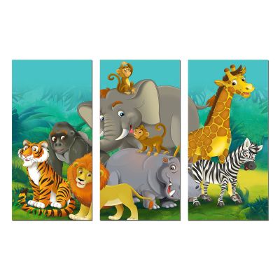 9033 Wall art decoration (set of 3 pieces) Jungle animals