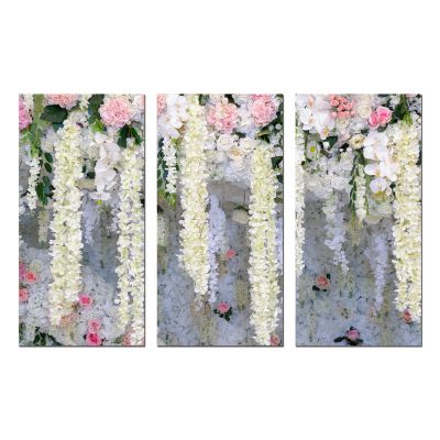 0828 Wall art decoration (set of 3 pieces) Wall of flowers