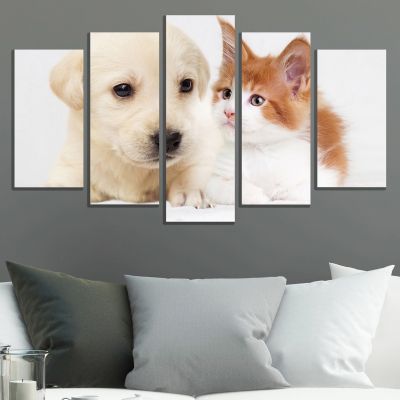 0829 Wall art decoration (set of 5 pieces) Dog and cat