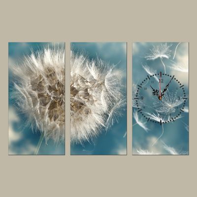 C0649 _3 Clock with print 3 pieces Dandelion