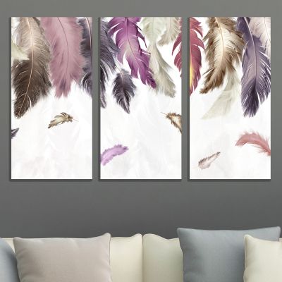 9055 Wall art decoration (set of 3 pieces) Feathers