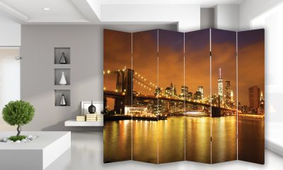 P0851 Decorative Screen Room devider New York, Brooklyn Bridge (3,4,5 or 6 panels)