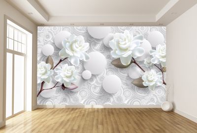 T9156 Wallpaper 3D Flowers and spheres