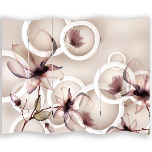 P9155 Decorative Screen Room divider 3D Flowers and circles (3,4,5 or 6 panels)