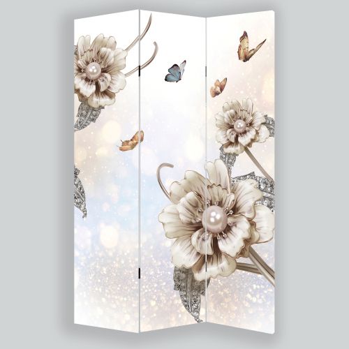 P9158 Decorative Screen Room divider 3D Composition with flowers and jewelry (3,4,5 or 6 panels)