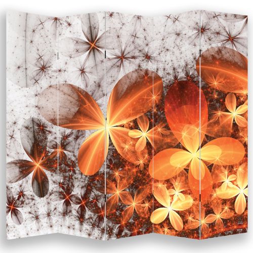 P0702 Decorative Screen Room divider Abstract flowers in orange (3,4,5 or 6 panels)