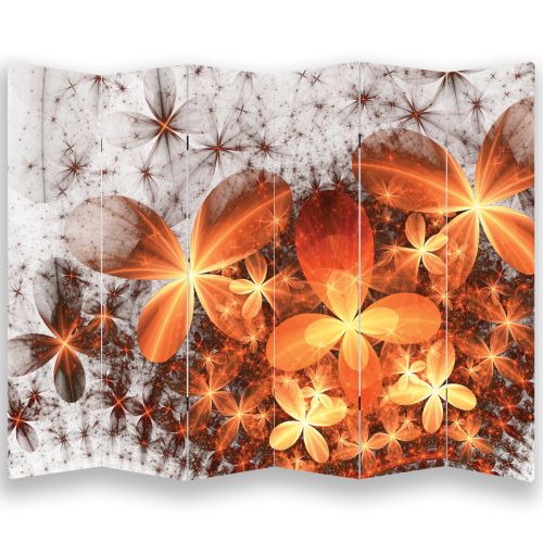 P0702 Decorative Screen Room divider Abstract flowers in orange (3,4,5 or 6 panels)