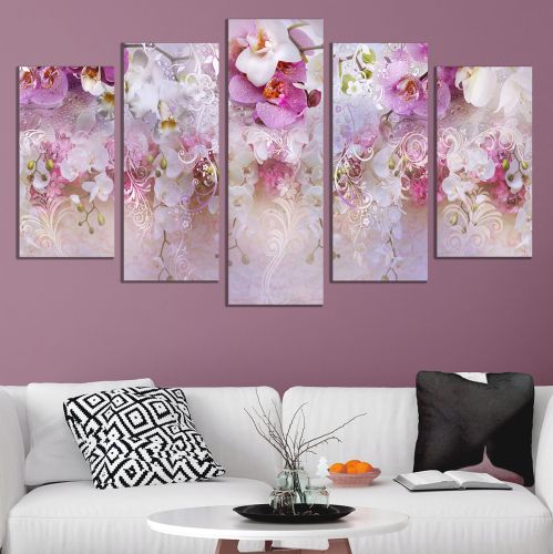 9179  Wall art decoration (set of 5 pieces) Wall of orchids