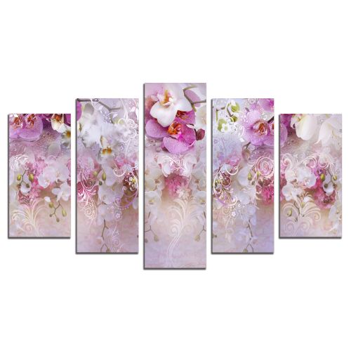 9179  Wall art decoration (set of 5 pieces) Wall of orchids