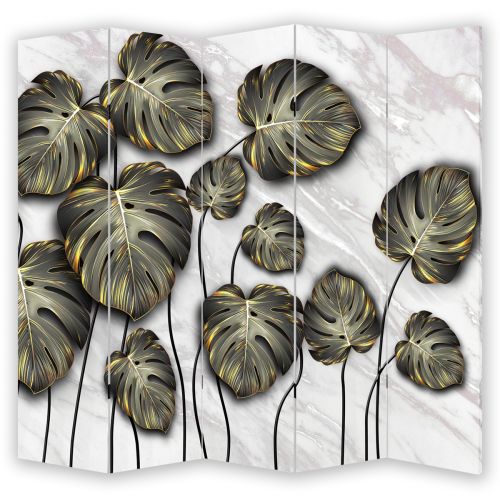 P0894 Decorative Screen Room divider Tropical leaves  in black and gold (3,4,5 or 6 panels)