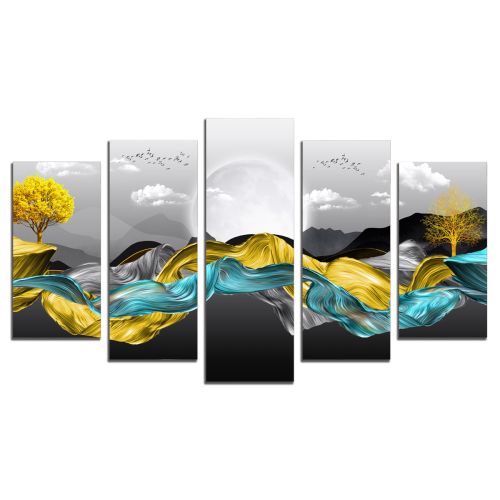 9184 Wall art decoration (set of 5 pieces) Abstract landscape