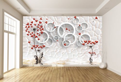 T9188 Wallpaper 3D Circles and hearts