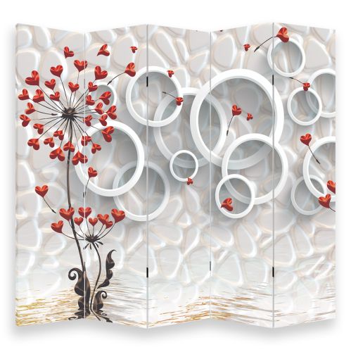 P9188 Decorative Screen Room divider Circles and hearts (3, 4, 5 or 6 panels)