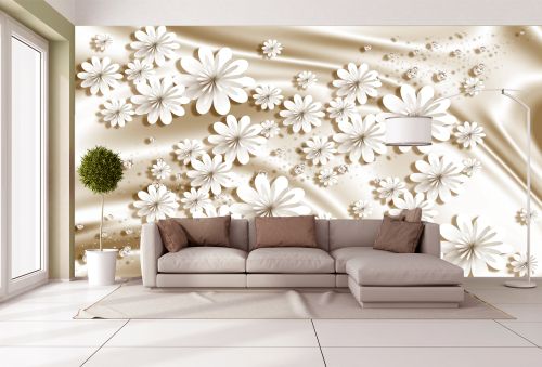 T9191 Wallpaper 3D Flowers and diamonds