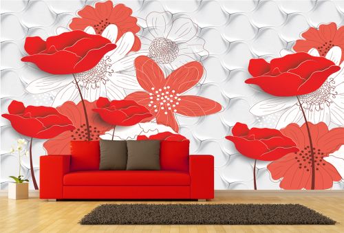 T9195 Wallpaper 3D Flowers