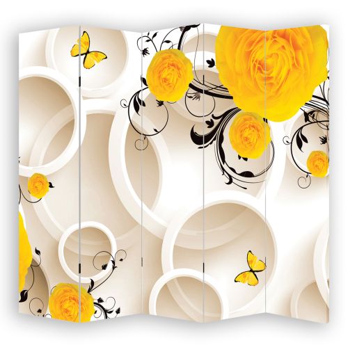 P9198 Decorative Screen Room divider 3D Yellow Flowers  (3, 4, 5 or 6 panels)