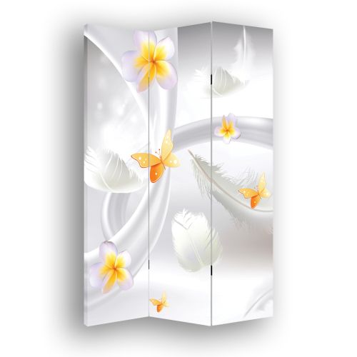 P9199 Decorative Screen Room divider 3D Abstraction with flowers and feathers  (3, 4, 5 or 6 panels)