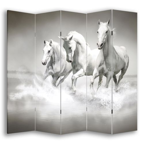 P0169 Decorative Screen Room divider White horses (3,4,5 or 6 panels)