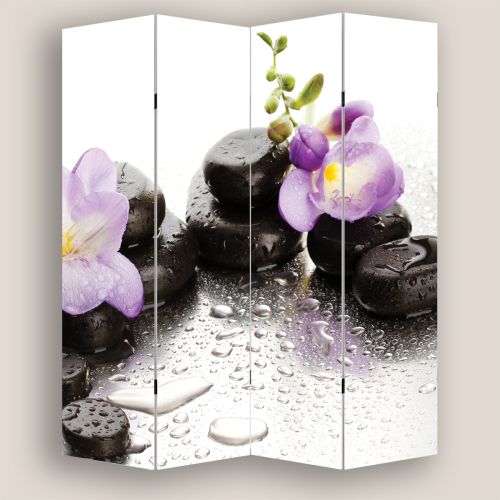 P0325 Decorative Screen Room divider Stones and orchids (3,4,5 or 6 panels)