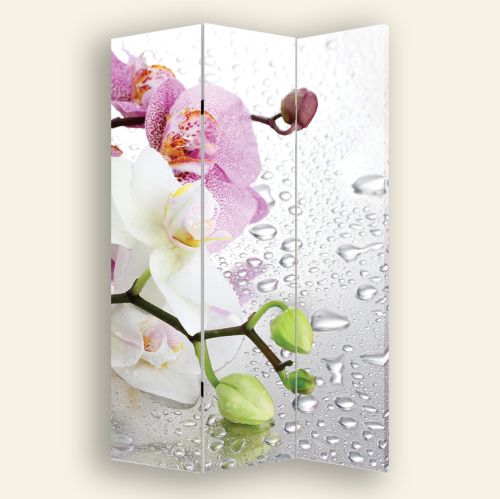 P0326 Decorative Screen Room divider White and purple orchids (3,4,5 or 6 panels)