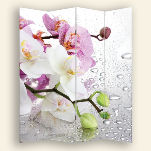 P0326 Decorative Screen Room divider White and purple orchids (3,4,5 or 6 panels)