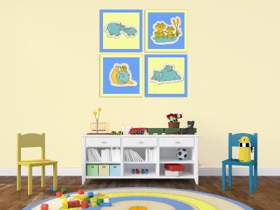 Litle boy wall art decoration boy with animals