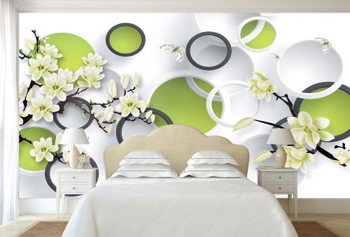 T9205 Wallpaper 3D Flowers and circles