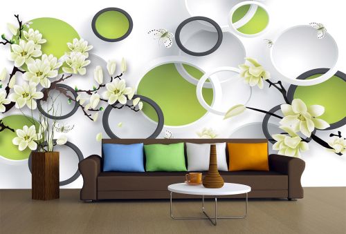 T9205 Wallpaper 3D Flowers and circles