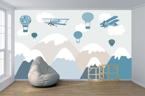 T9219 Wallpaper Mountain, balloons and helicopters