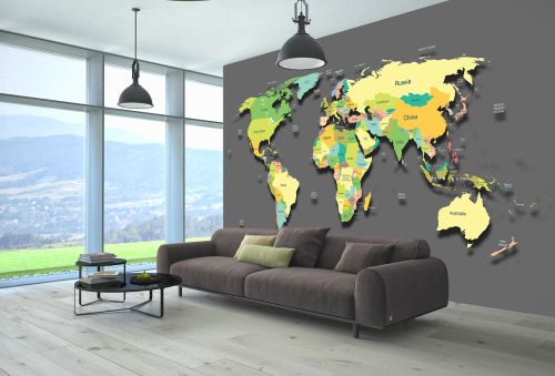 T9222 Wallpaper World map with countries