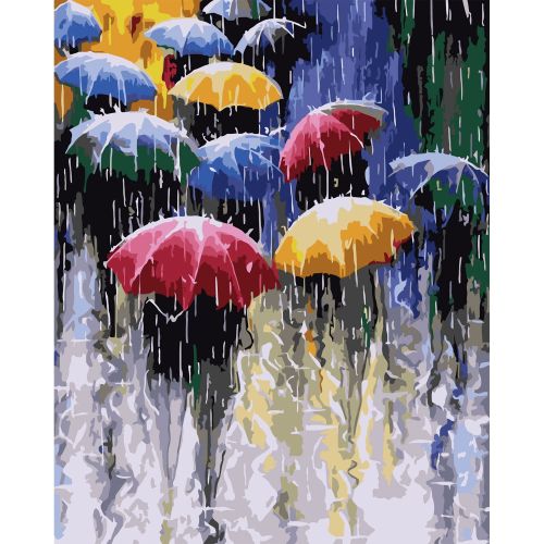 W2577 Paint by numbers set Colorful umbrellas