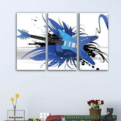 0189 Wall art decoration (set of 3 pieces) Guitar