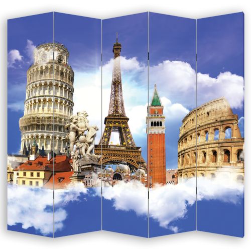 P0367 Decorative Screen Room devider European symbols (3,4,5 or 6 panels)