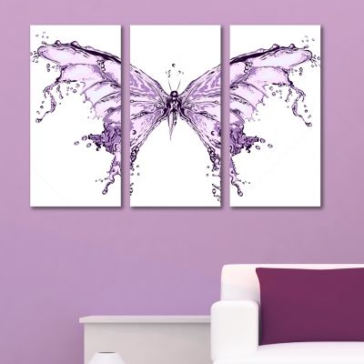 0191 Wall art decoration (set of 3 pieces) Abstract butterfly