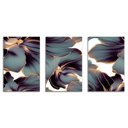 0940 Wall art decoration (set of 3 pieces) Abstract flowers