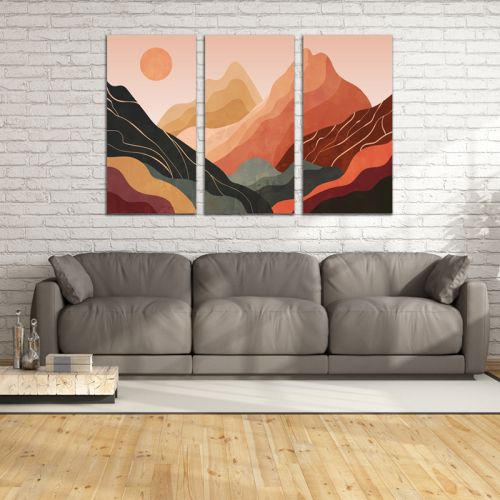 0948 Wall art decoration (set of 3 pieces) Abstract mountain landscape